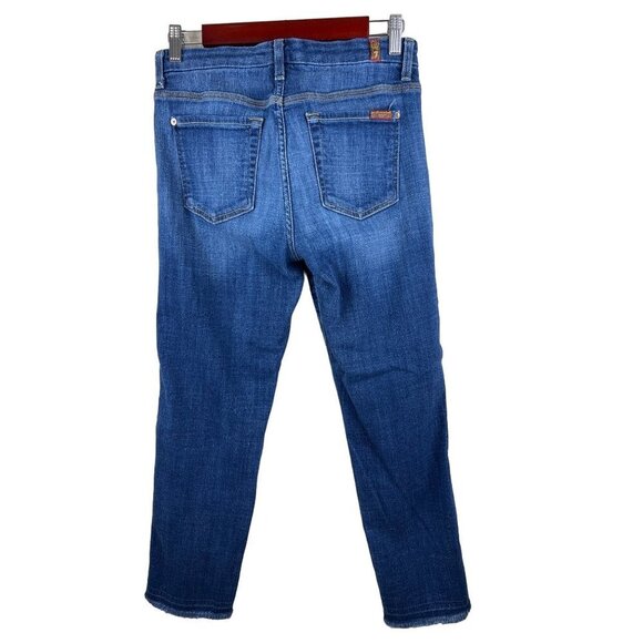 7 For All Mankind Ankle Straight Raw Hem Denim Jeans Women's Size 27 - Picture 4 of 11
